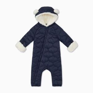 NWT Mori Baby Recycled Waterproof Quilted Pramsuit - Navy - 0-3M
